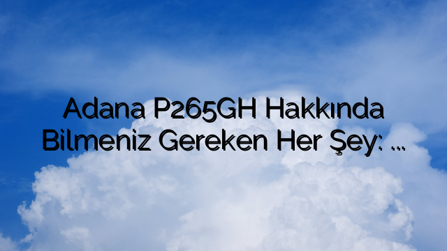Adana P265GH Hakkında Bilmeniz Gereken Her Şey: Kapsamlı Bir Kılavuz